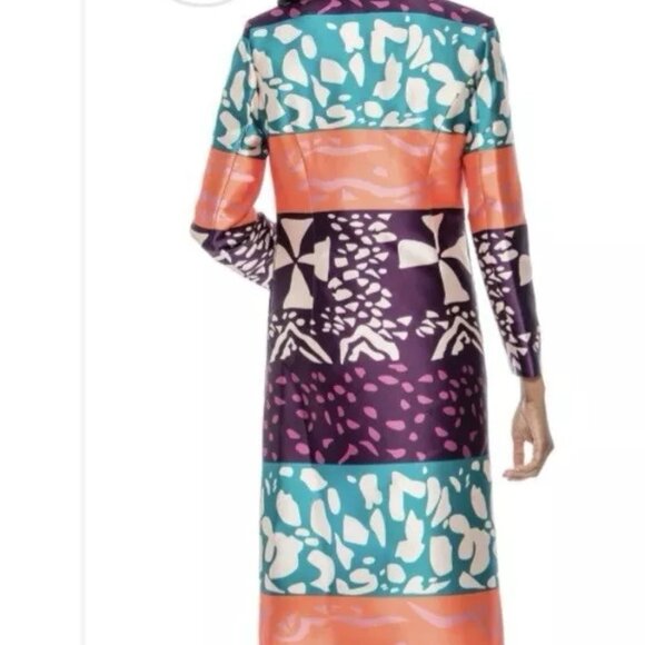 Nubiano 2pc Multi -Print Wide Collar Jacket W/Purple Dress - Picture 3 of 6